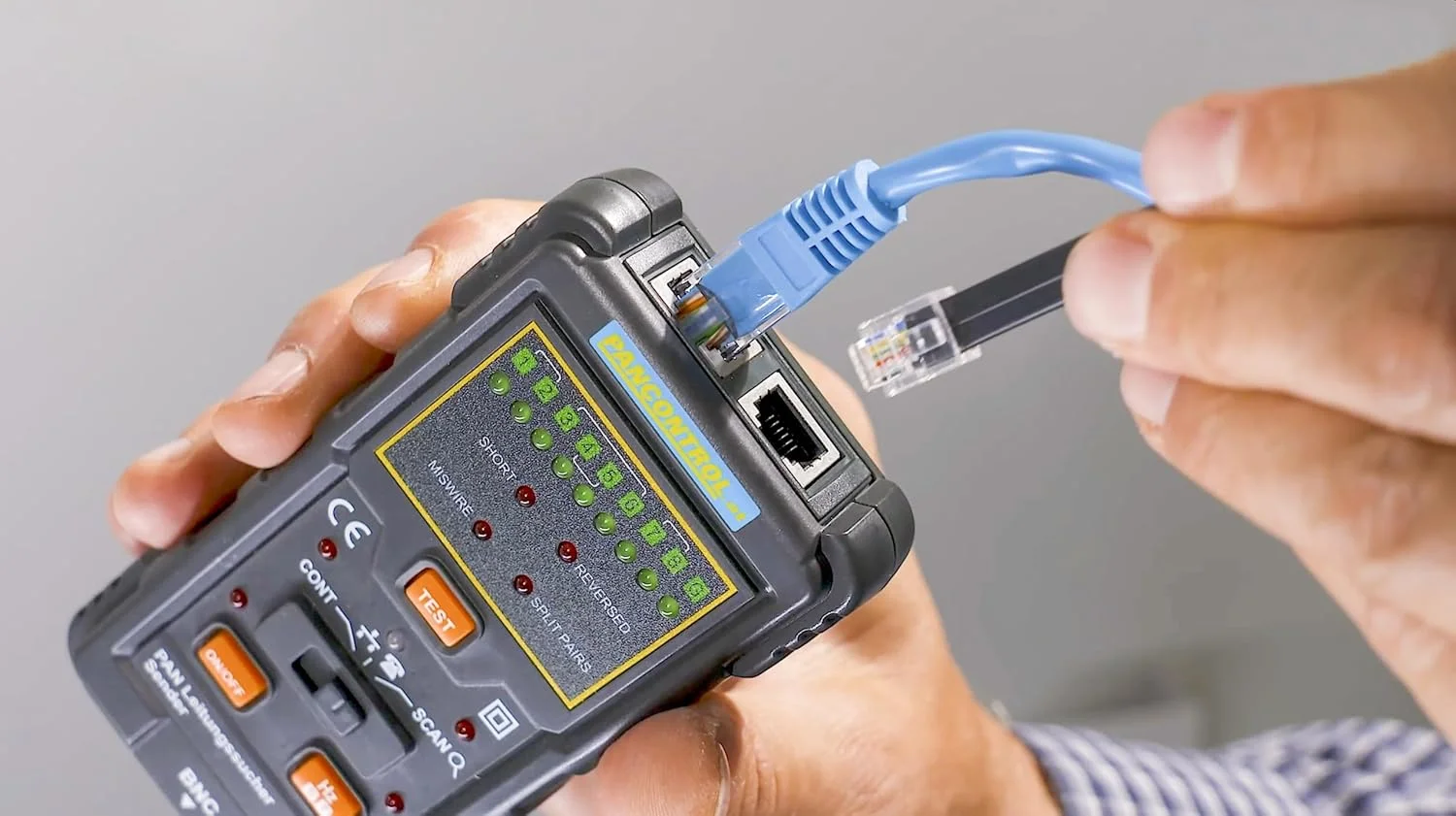 دستگاه ردیاب کابل PAN Control مدل PAN Line Finder + تستر LAN برای کابل های تلفن/شبکه جهت مکان یابی کابل ها در دیوار