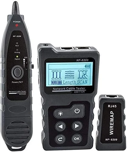 تستر کابل شبکه پپدرو NF-8209 با صفحه نمایش LCD، اندازه گیری طول کابل LAN، ابزار تست کابل LAN، اسکن کابل و تست سیم کشی