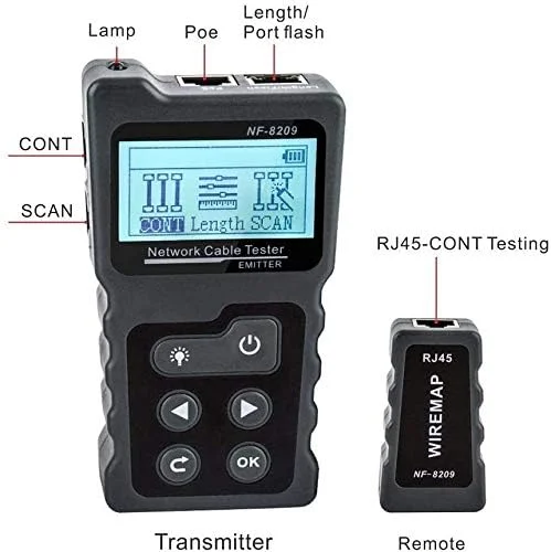 تستر کابل با ردیاب سیم چند منظوره PoE، تستر کابل با صفحه نمایش LCD بدون تماس برای کابل LAN و بررسی کننده سیم POE