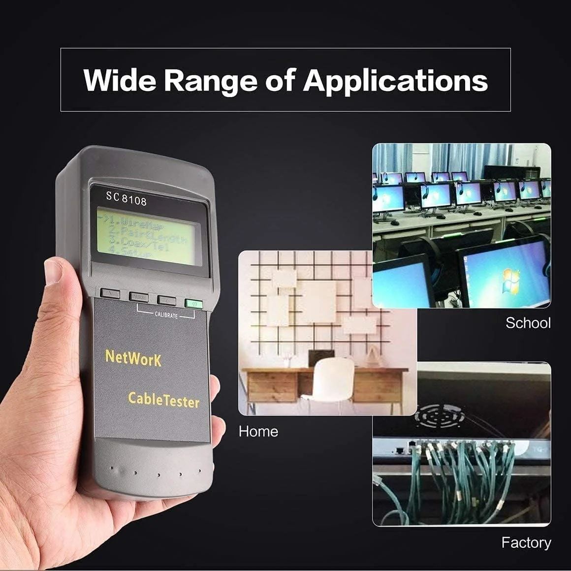 تستر چند منظوره کابل تلفن و شبکه قابل حمل PEPDRO با صفحه نمایش LCD و پشتیبانی از 5E 6E RJ45