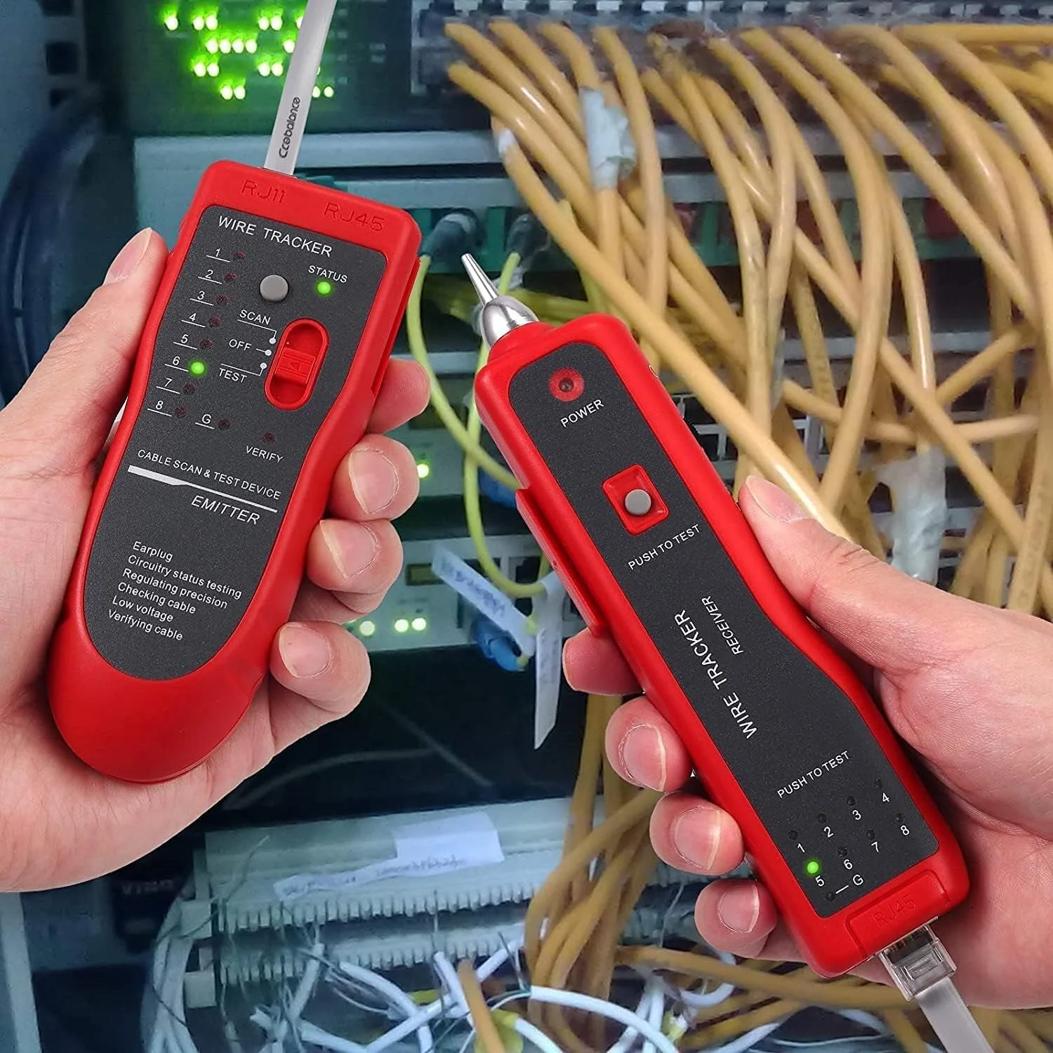 ردیاب سیم RJ11 RJ45، تستر کابل، ردیاب خط تلفن، تستر کابل شبکه اترنت LAN، ردیاب چند منظوره (قرمز)