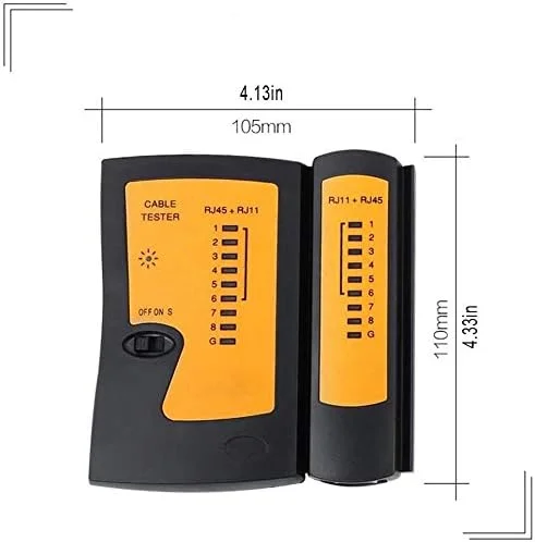تستر کابل شبکه LAN مدل RJ45 RJ11 RJ12 UTP ابزار تعمیر شبکه (مشکی+نارنجی)