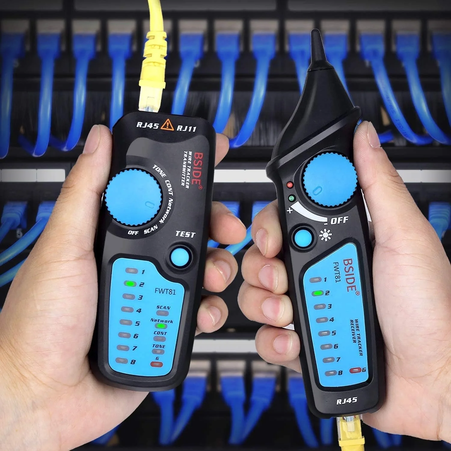 تستر کابل RJ11 RJ45، ردیاب سیم، ردیاب خط تلفن و LAN با کانکتور ماژولار