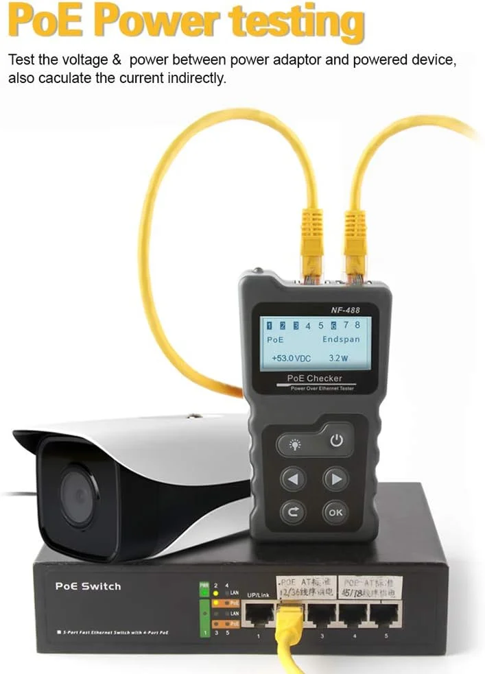 تستر کابل شبکه LCD چند منظوره Pepisky، تستر ولتاژ PoE و تستر کابل