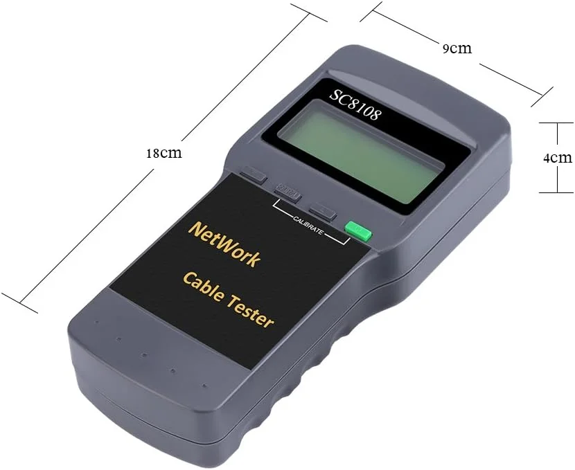 تسترهای شبکه قابل حمل، تستر کابل شبکه CAT5 RJ45 مدل SC8108، یابنده نقطه قطعی، مسافت یاب تست طول با خاموش شدن تاخیری خودکار، تستر خط تلفن RJ11