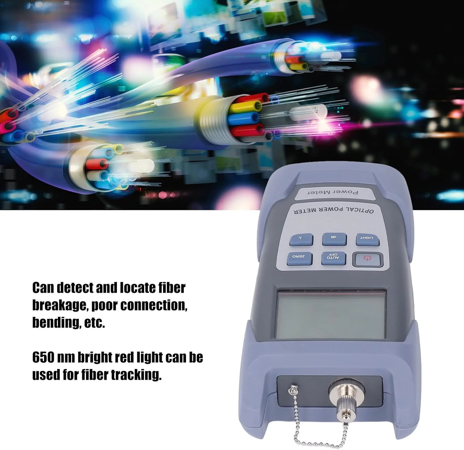 ابزار تست کابل فیبر نوری، پاور متر نور فیبر قابل حمل با نور قرمز روشن 650 نانومتری و کانکتور SC