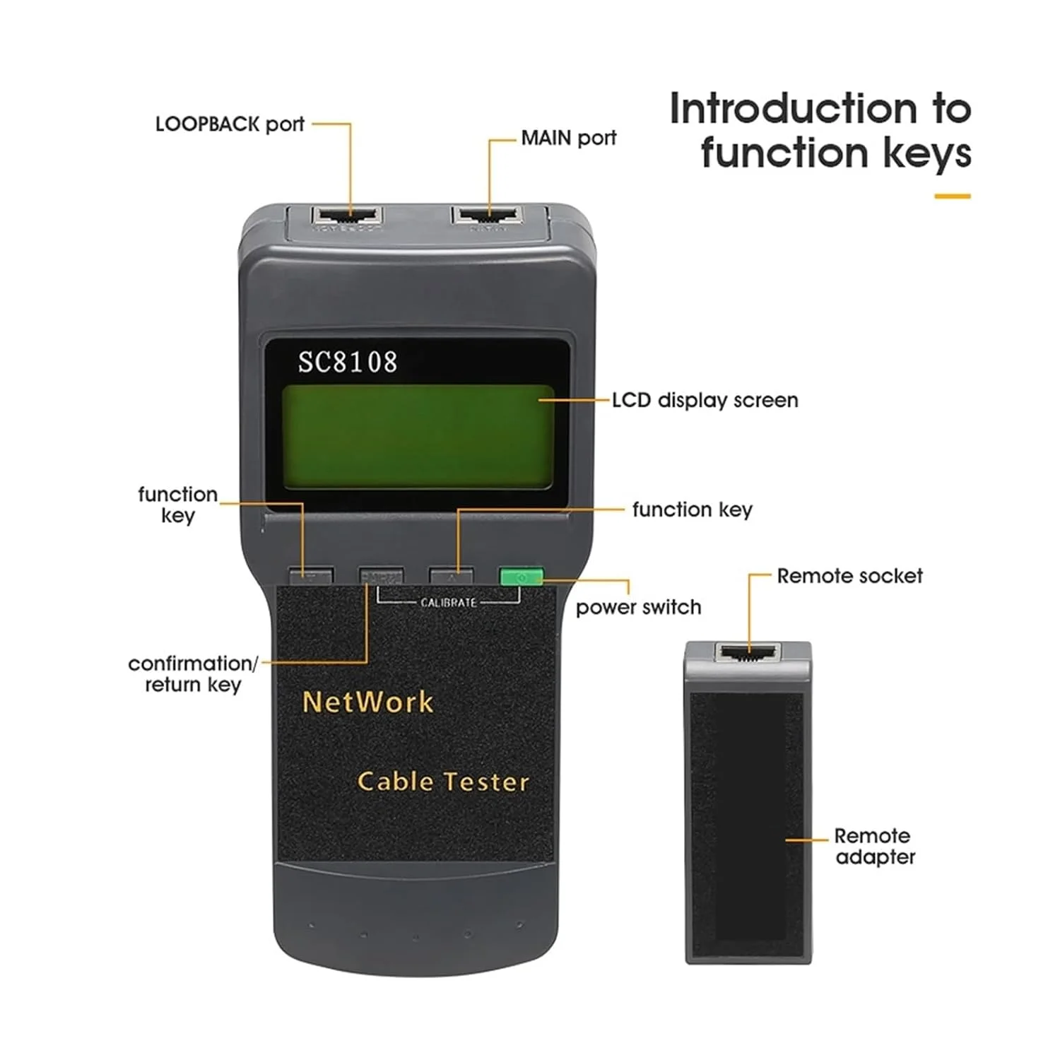 تستر شبکه LCD قابل حمل و تستر کابل تلفن LAN با نمایشگر LCD RJ45