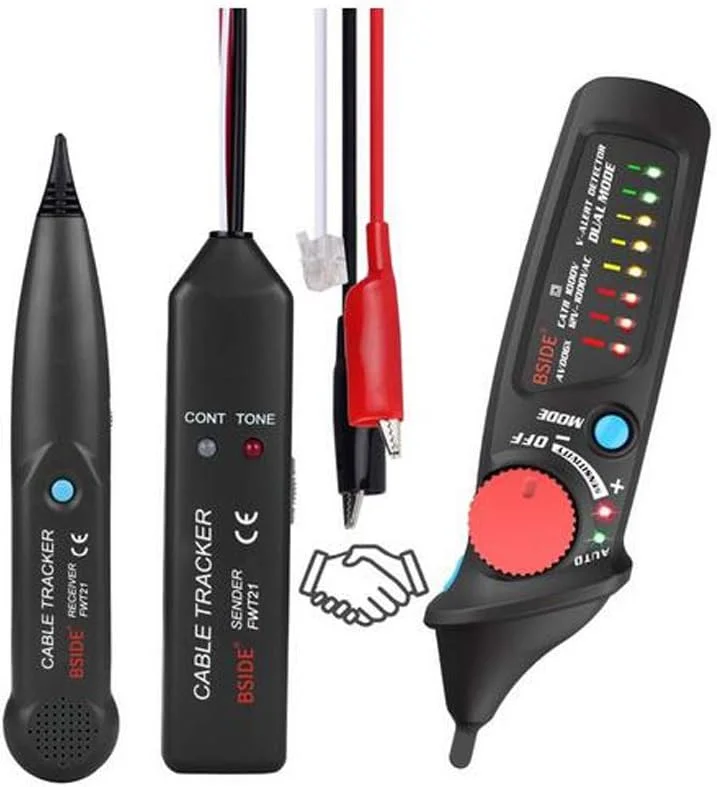 دستگاه ردیاب کابل حرفه ای BSIDE FWT21، تستر پیوستگی کابل، ردیاب سیم تلفن RJ11 به همراه ردیاب ولتاژ AVD06X