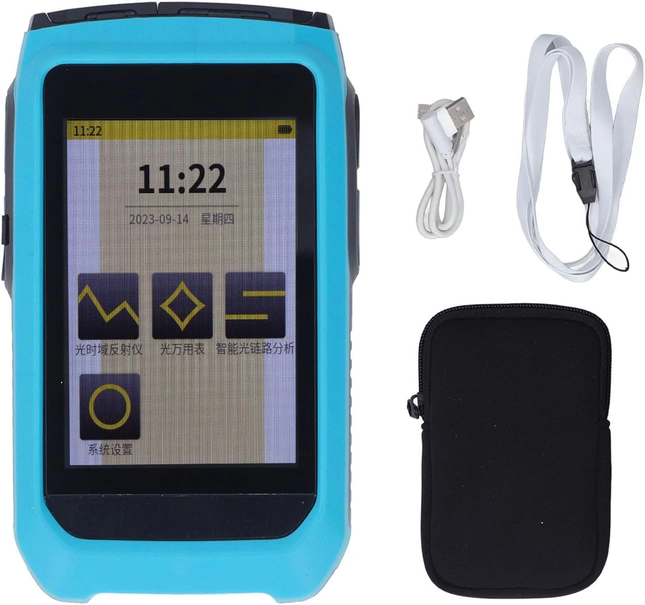 تستر OTDR قابل حمل، صفحه نمایش لمسی 3.5 اینچی، دو طول موج 1310 نانومتر 1550 نانومتر، تستر کابل فیبر نوری، رفلکتومتر دامنه زمانی نوری برای نگهداری شبکه
