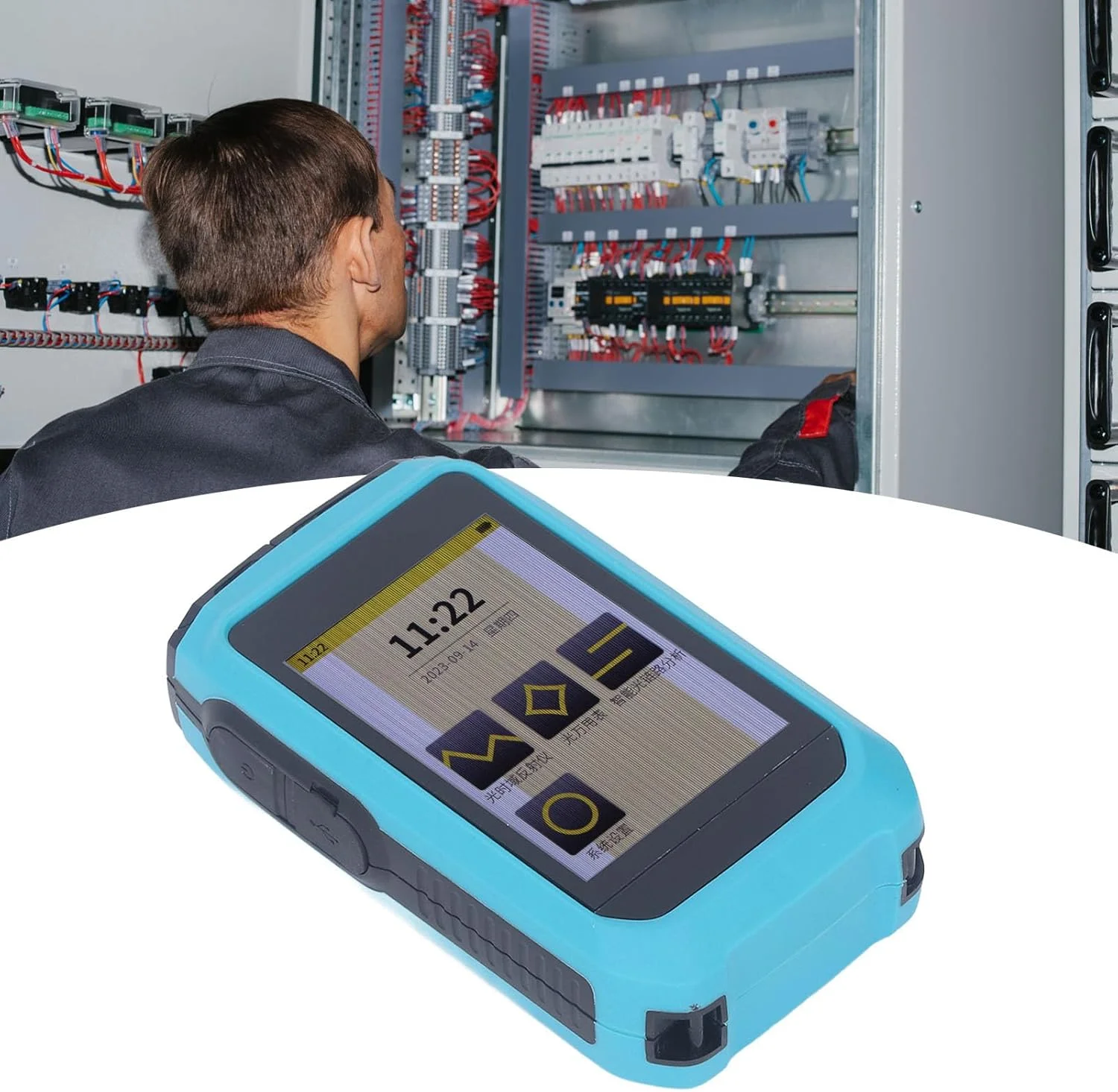 تستر OTDR قابل حمل، صفحه نمایش لمسی 3.5 اینچی، دو طول موج 1310 نانومتر 1550 نانومتر، تستر کابل فیبر نوری، رفلکتومتر دامنه زمانی نوری برای نگهداری شبکه تستر OTDR قابل حمل، صفحه نمایش لمسی 3.5 اینچی، دو طول موج 1310 نانومتر 1550 نانومتر، تستر کابل فیبر نوری، رفلکتومتر دامنه زمانی نوری برای نگهداری شبکه