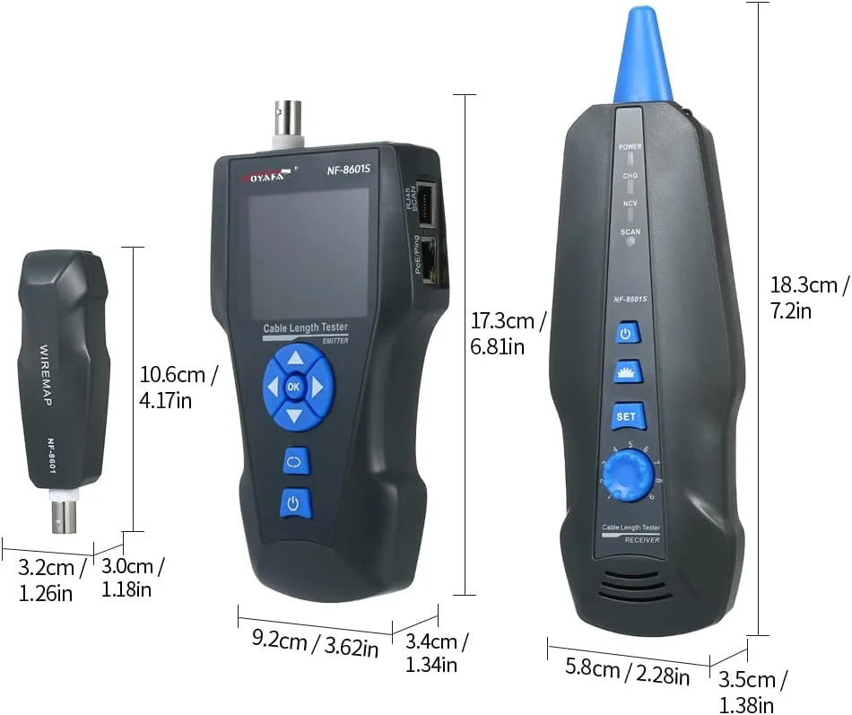 تستر کابل تلفن، خط برق، ابزار اندازه گیری کابل و ردیاب خطوط دستی برای تعمیر و نگهداری شبکه، مرتب سازی برای RJ45 RJ11 BNC فلزی