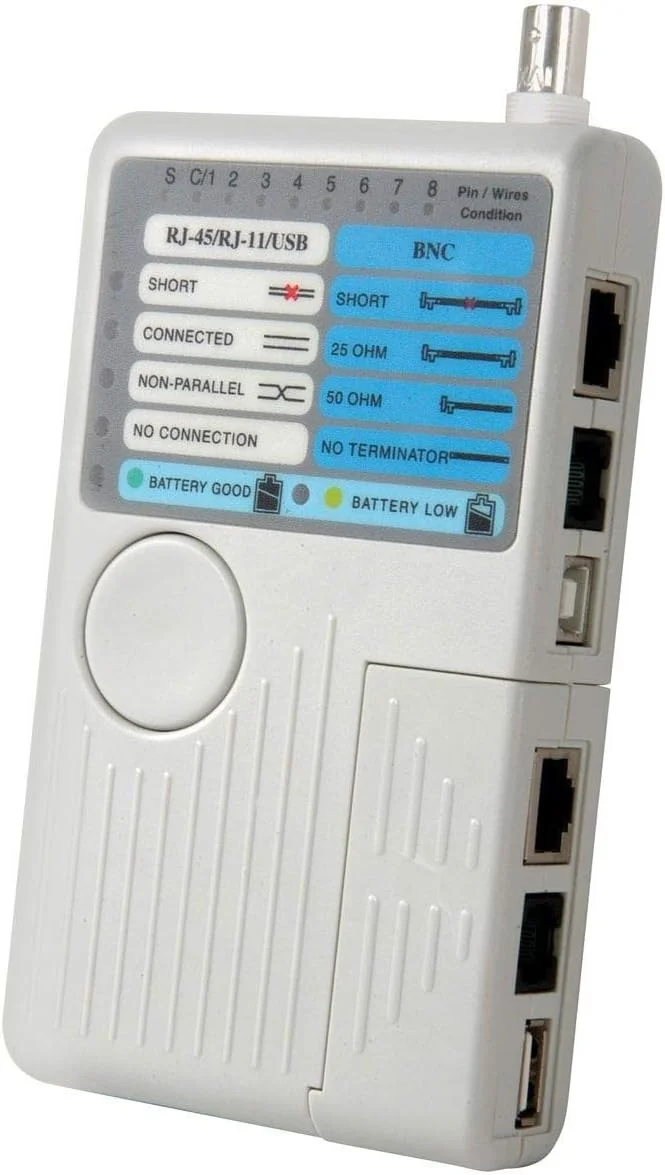 دستگاه تست کابل شبکه LAN، تلفن، USB و BNC مدل 4 در 1