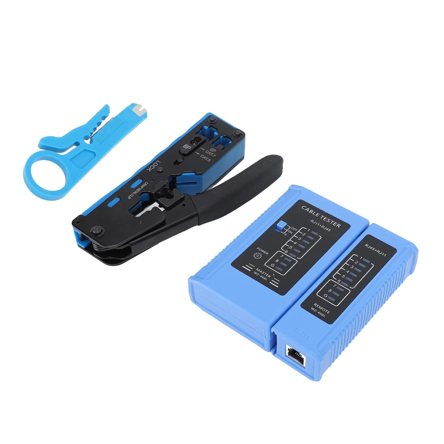 ابزار پرس RJ45 قابل حمل RiToEasysports با تستر برای Cat5e Cat6 Cat6a، شامل جعبه نگهداری برای استفاده در حال حرکت