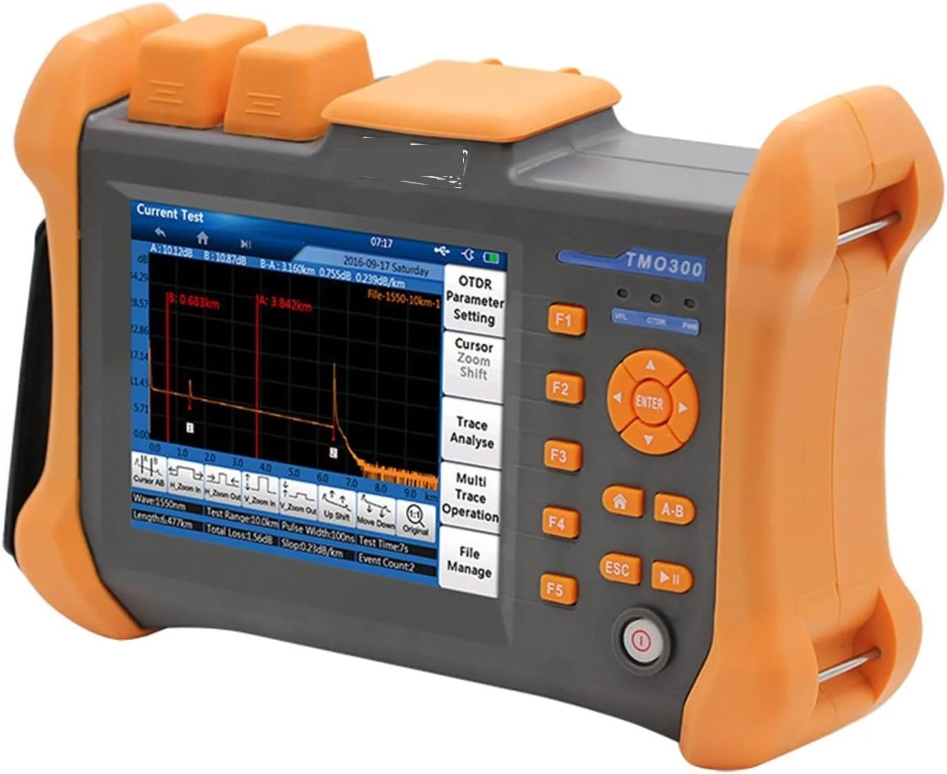 تستر فیبر نوری RIMOAL، تستر کابل نوری، تشخیص نقطه شکست، طول، افت، تستر فیبر نوری OTDR، بازتاب سنج دامنه زمانی نوری TMO300 برای اندازه گیری