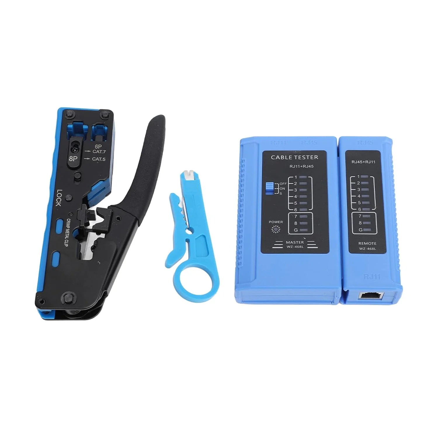 ابزار پرس RJ45 قابل حمل RiToEasysports با تستر برای Cat5e Cat6 Cat6a، شامل جعبه نگهداری برای استفاده در حال حرکت