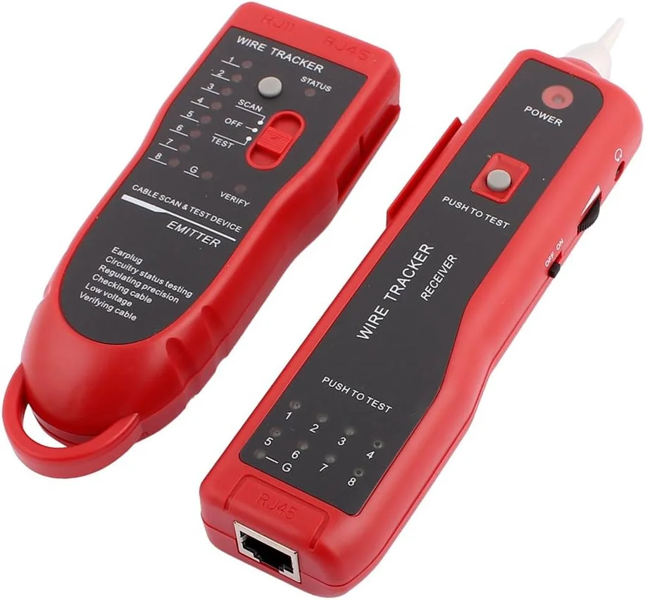 تستر کابل شبکه LAN ابزار نمایش و ردیابی سیم RJ45 RJ11 به همراه فرستنده