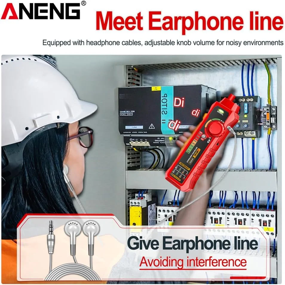 تستر کابل شبکه هوشمند SATMW M469C RJ45 RJ11، ردیاب کابل LAN، ابزار تعمیر شبکه، جعبه دار - قرمز