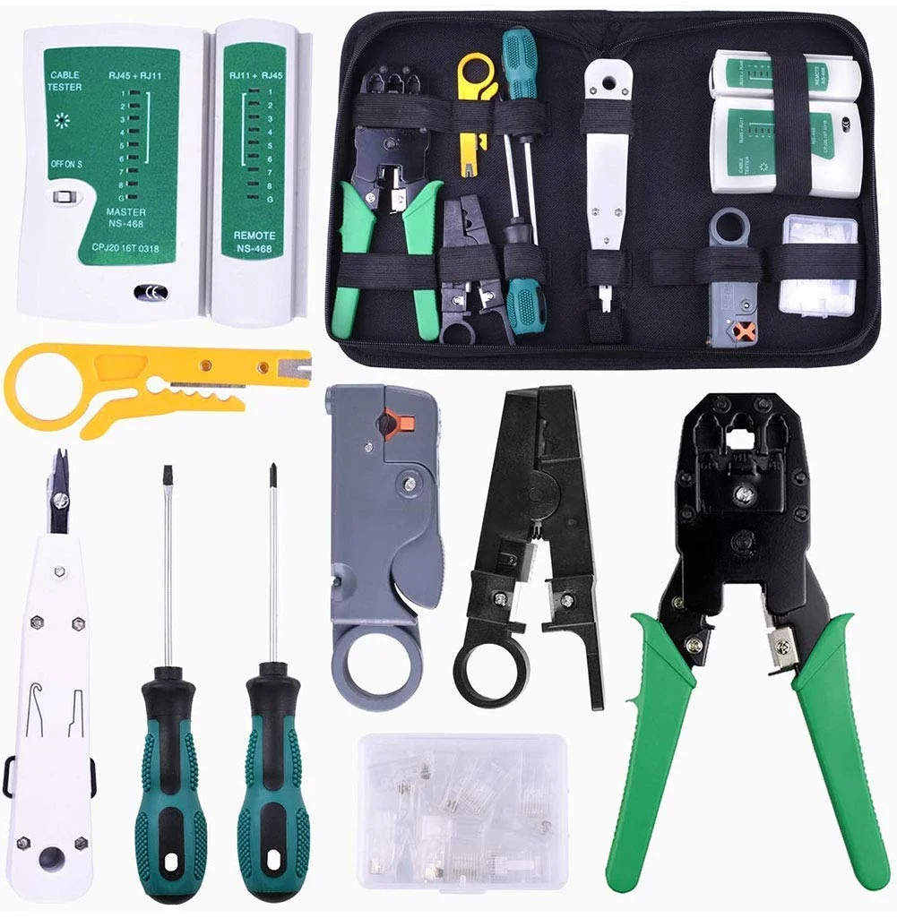 مجموعه ابزار تعمیرات شبکه TAINDU، 9 در 1، تستر کابل، کیت تعمیرات شبکه، ابزار تست کابل شبکه، مجموعه ابزار دستی