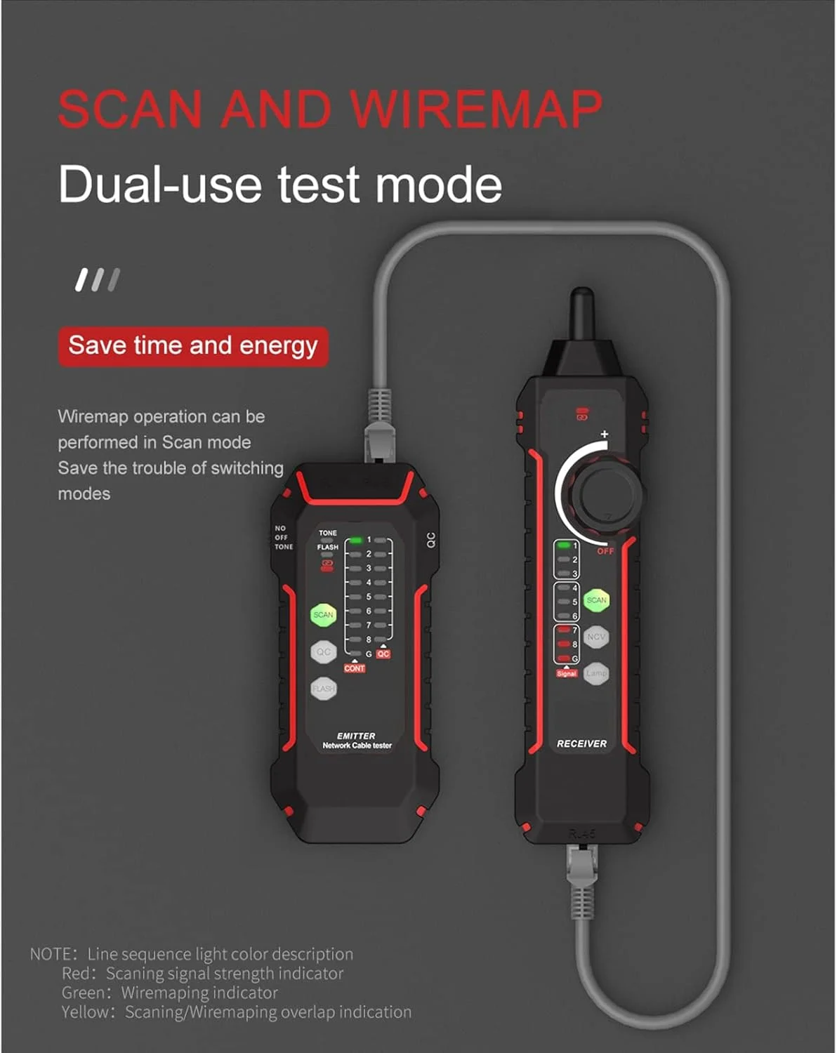 ردیاب کابل STMKB، تستر شبکه LAN ردیاب سیم کابل با نشانگرهای LED در وضعیت های مختلف، ابزارهایی برای نصب و نگهداری کابل کشی یکپارچه و سیستم های جریان ضعیف