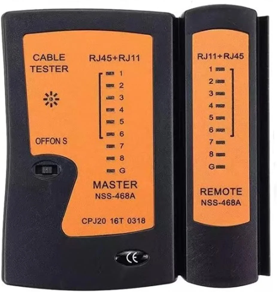 تستر کابل شبکه تالیِروف RJ45، تستر کابل LAN، ابزار تعمیر شبکه RJ45 RJ11 RJ12 CAT5 UTP LAN، مشکی + نارنجی Zeenyi