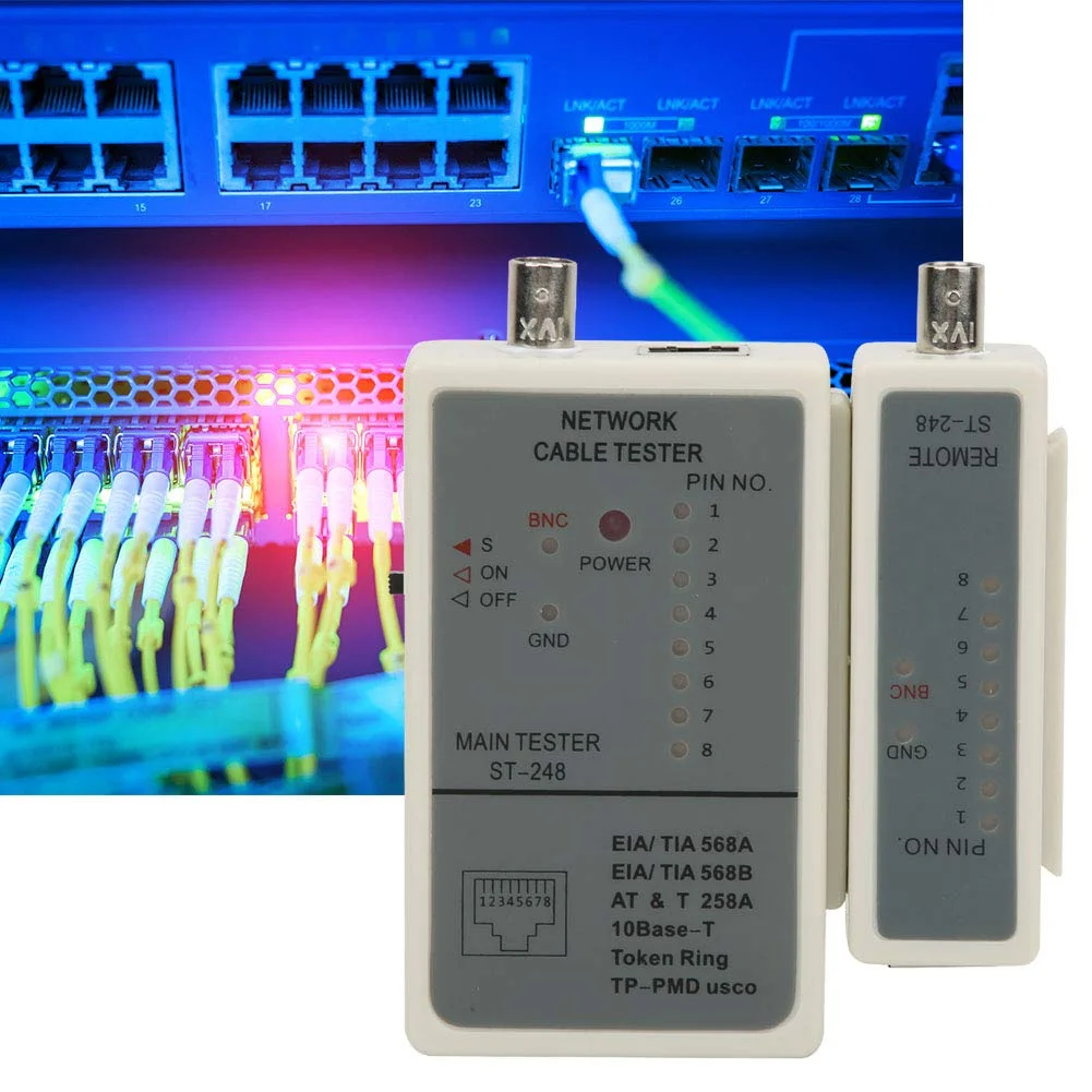 تستر کابل کواکسیال شبکه تالیروف RJ45/RJ12/RJ11 ابزار یاب خط کابل LAN سفید