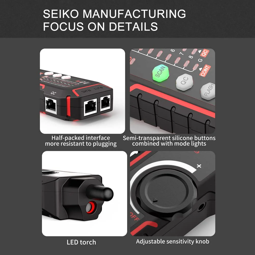 NF 802 تستر کابل شبکه تلفن RJ11 RJ45، ردیاب سیم، ردیاب تونر، خط تداخل با عملکردهای فلش پورت برای نصب و نگهداری سیم کشی یکپارچه