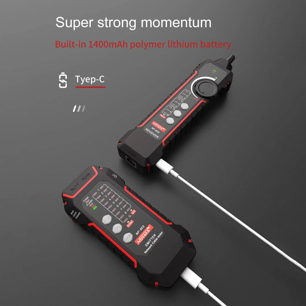 NF 802 تستر کابل شبکه تلفن RJ11 RJ45، ردیاب سیم، ردیاب تونر، خط تداخل با عملکردهای فلش پورت برای نصب و نگهداری سیم کشی یکپارچه