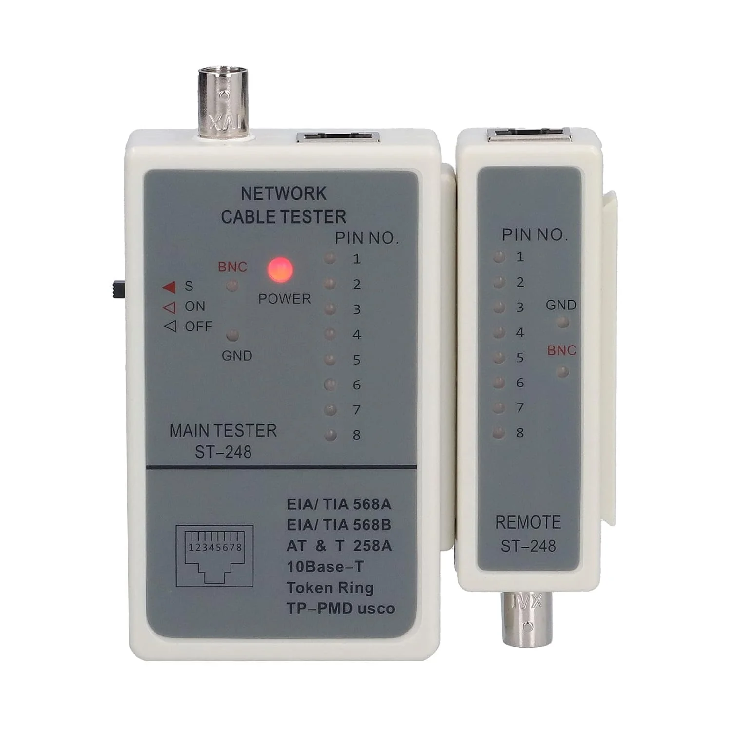 تستر کابل شبکه، تستر کابل اترنت RJ45 RJ11 RJ12، تستر سیم LAN قابل حمل با اسکن خودکار، بدنه ABS برای متخصصان فناوری اطلاعات و تکنسین ها