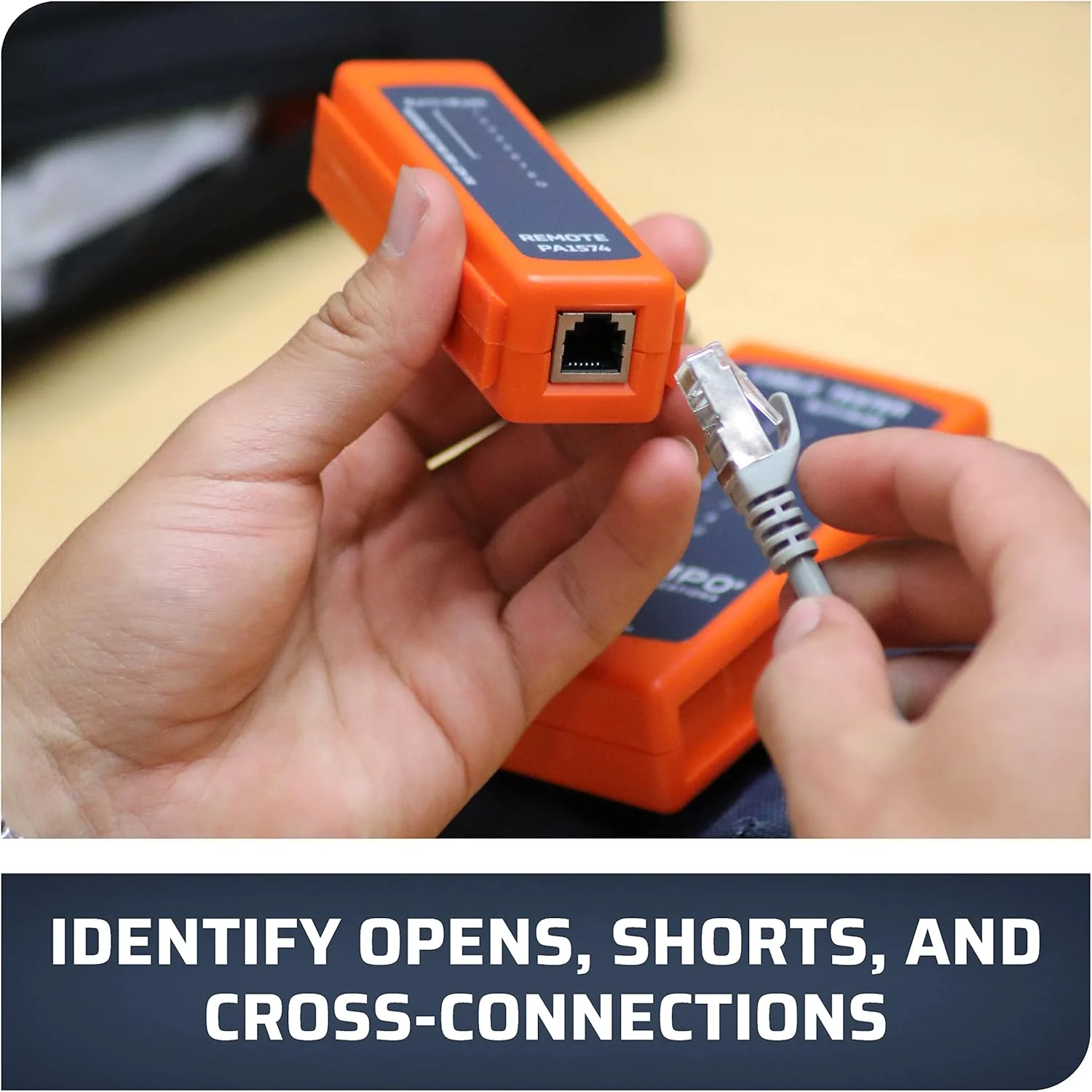 تستر کابل شبکه RJ45 تمپو PA1574 | تستر کابل تلفن و اترنت | تستر پیوستگی برای RJ45، RJ11، RJ12 | CAT5، CAT5E، CAT6 (درجه حرفه ای)