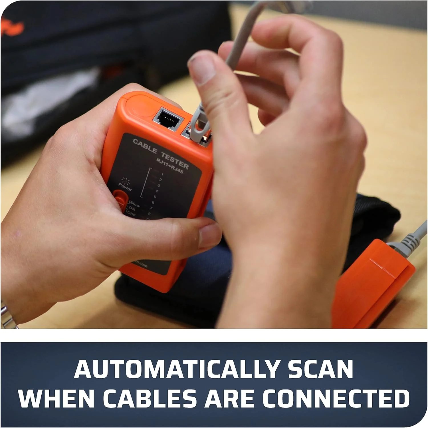 تستر کابل شبکه RJ45 تمپو PA1574 | تستر کابل تلفن و اترنت | تستر پیوستگی برای RJ45، RJ11، RJ12 | CAT5، CAT5E، CAT6 (درجه حرفه ای)