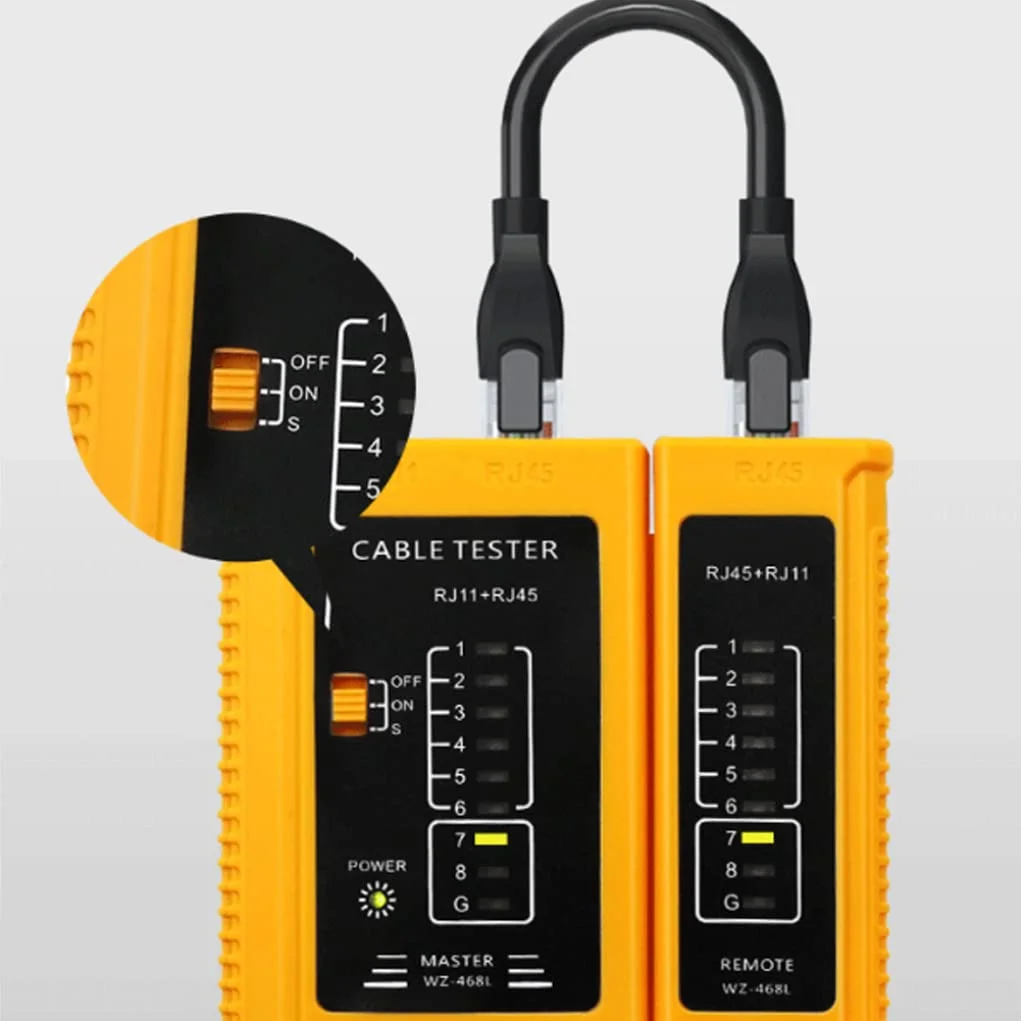 ابزار تست کابل RJ45 RJ11 USB LAN، یابنده خط شبکه (رنگ: زرد) ابزار تست کابل RJ45 RJ11 USB LAN، یابنده خط شبکه (رنگ: زرد)