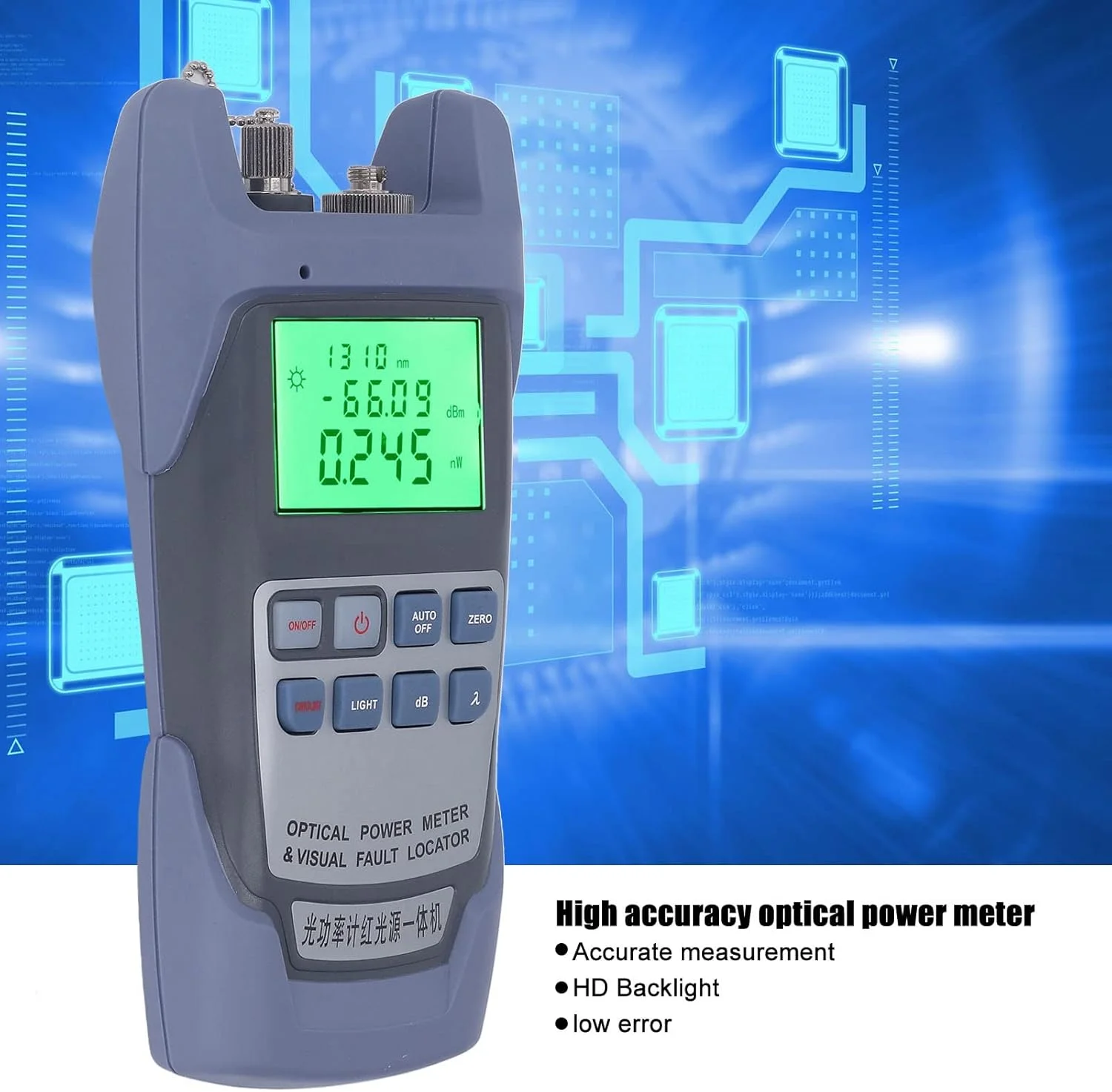 تستر کابل فیبر نوری، تستر فیبر با دقت بالای یکپارچه 7 طول موج، پوسته سیلیکونی ABS ضد افتادن (30MW) تستر کابل فیبر نوری، تستر فیبر با دقت بالای یکپارچه 7 طول موج، پوسته سیلیکونی ABS ضد افتادن (30MW)