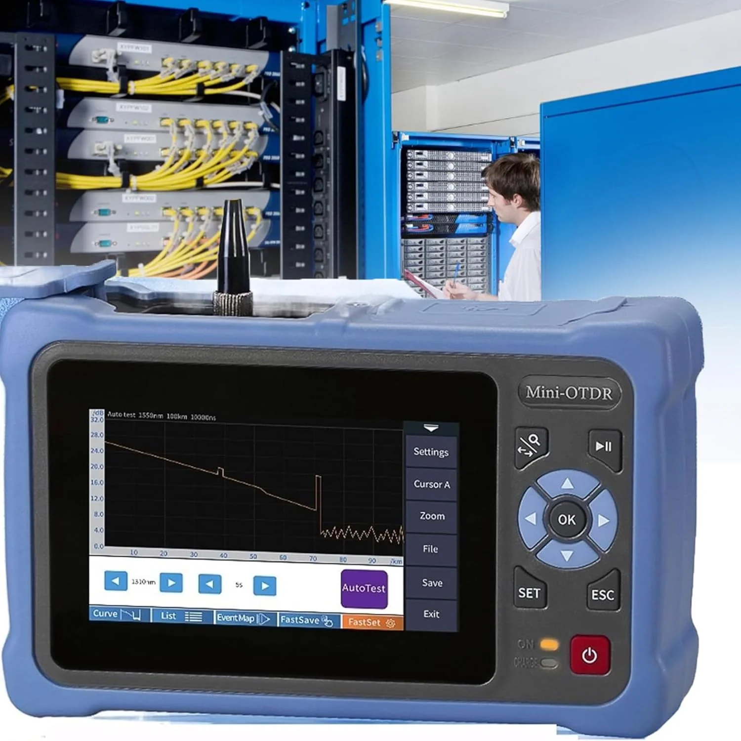 تستر کابل فیبر نوری مینی OTDR 1310/1550 نانومتر 26/24 دسی بل، رفلکتومتر فیبر نوری، کیت پروب بازرسی فیبر نوری، صفحه لمسی Vfl Ols Opm، تستر کابل اترنت، ابزار شبکه تست کابل