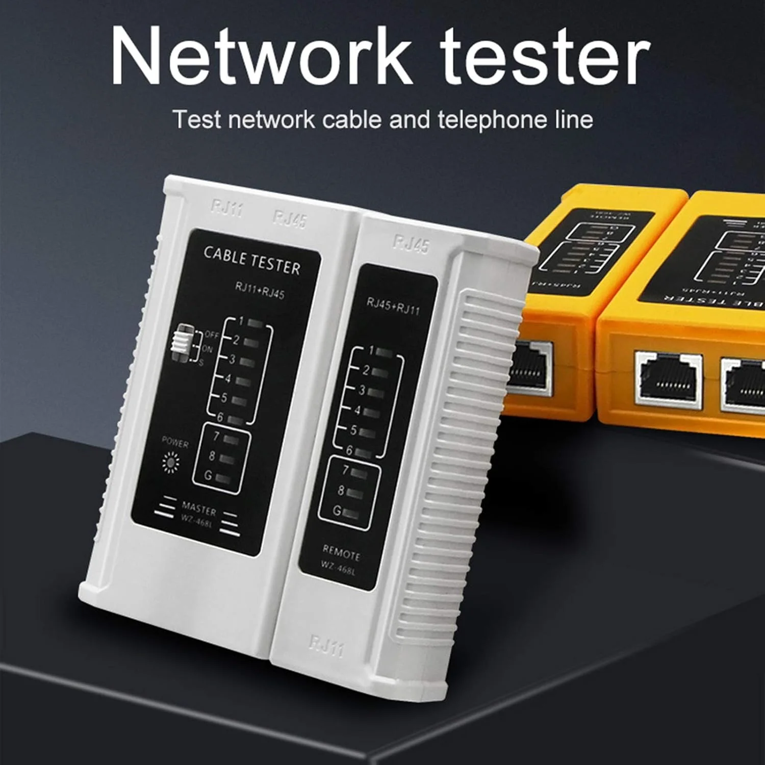 تستر کابل شبکه LAN، ابزار ردیاب و تشخیص خط تلفن و سیم کابل شبکه RJ45 RJ11 مشکی