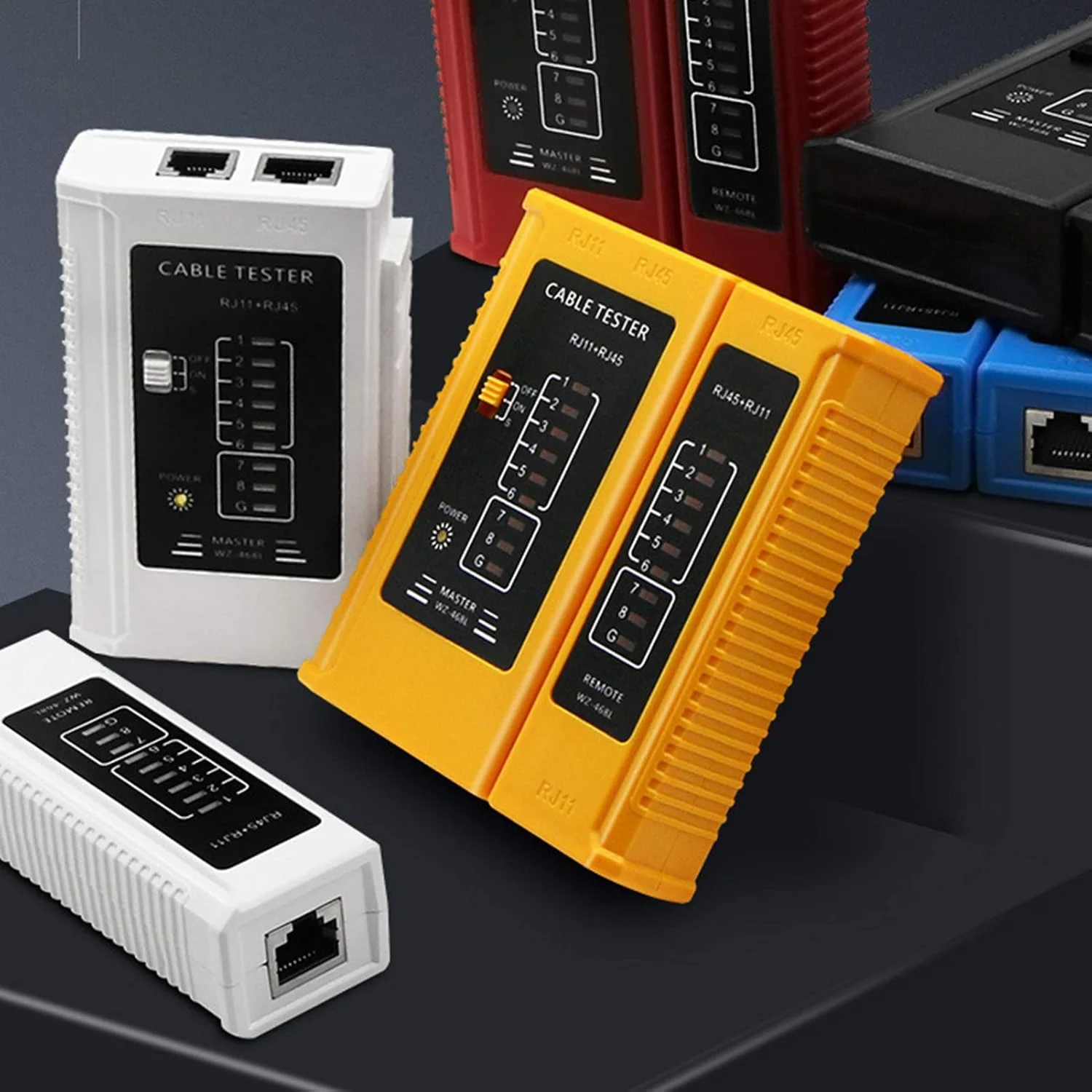 تستر کابل شبکه LAN، ابزار ردیاب و تشخیص دهنده خط تلفن و کابل شبکه RJ45 RJ11 مشکی