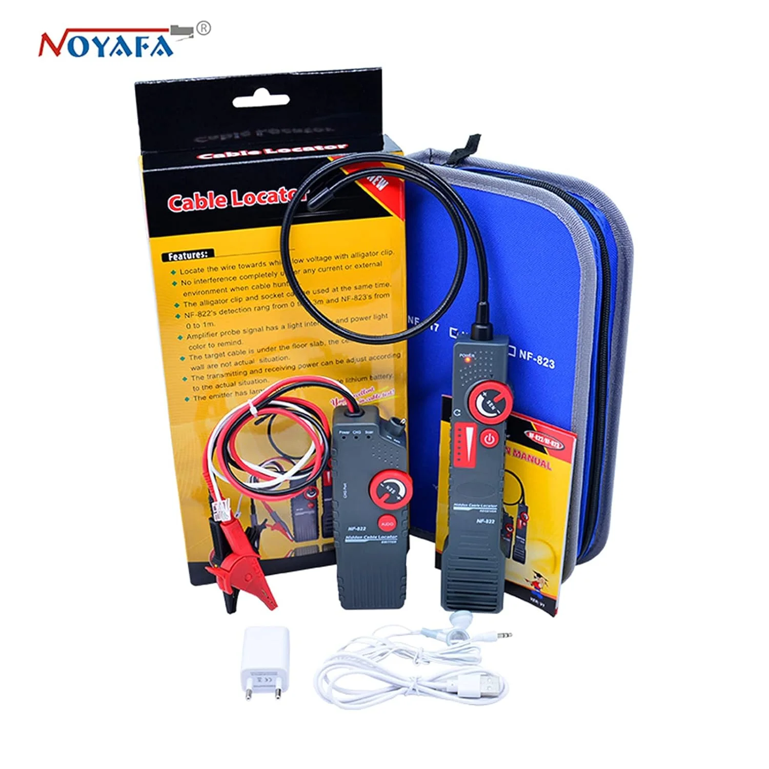 ردیاب سیم ولتاژ بالا Ticfox Noaya NF-822، تستر کابل زیرزمینی، ردیاب لوله های فلزی، 1000 متر ردیاب سیم ولتاژ بالا Ticfox Noaya NF-822، تستر کابل زیرزمینی، ردیاب لوله های فلزی، 1000 متر