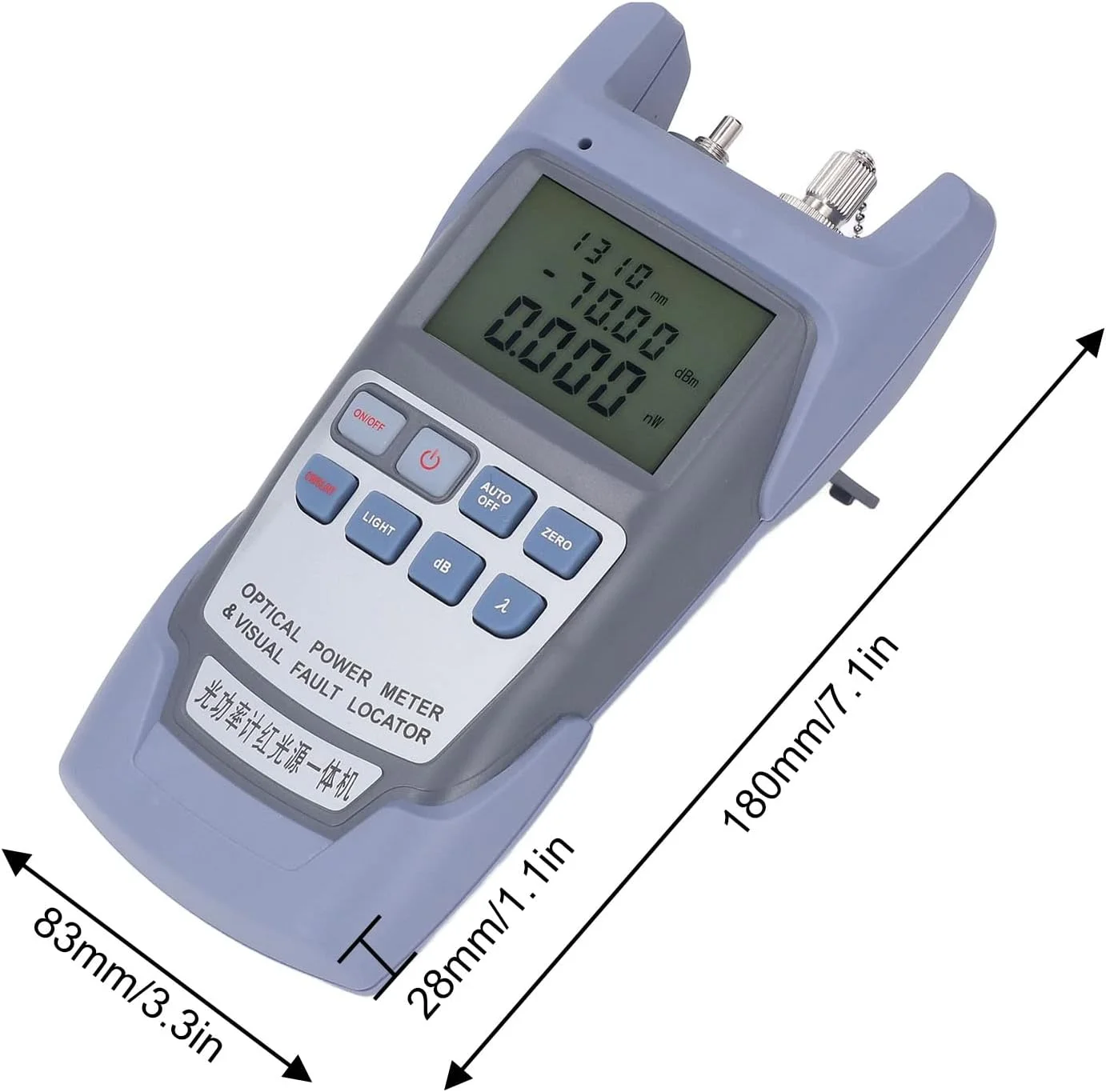 تستر نور فیبر نوری Torvex، ابزار کابل نوری، تستر توان نوری برای تشخیص عیب فیبر نوری 650 نانومتر 7 طول موج (10 مگاوات)