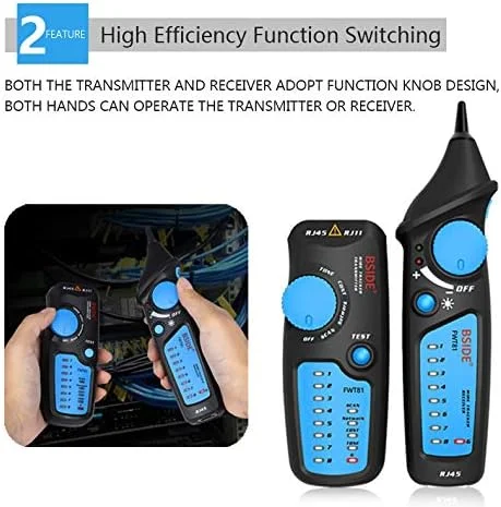 ردیاب کابل BSIDE FWT81 برای کابل تلفن RJ45 RJ11، شبکه LAN، خط برق و تست کننده با تستر ولتاژ AVD06