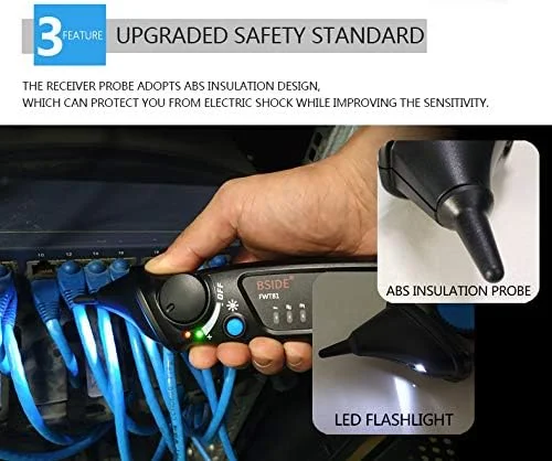 ردیاب کابل BSIDE FWT81 برای کابل تلفن RJ45 RJ11، شبکه LAN، خط برق و تست کننده با تستر ولتاژ AVD06