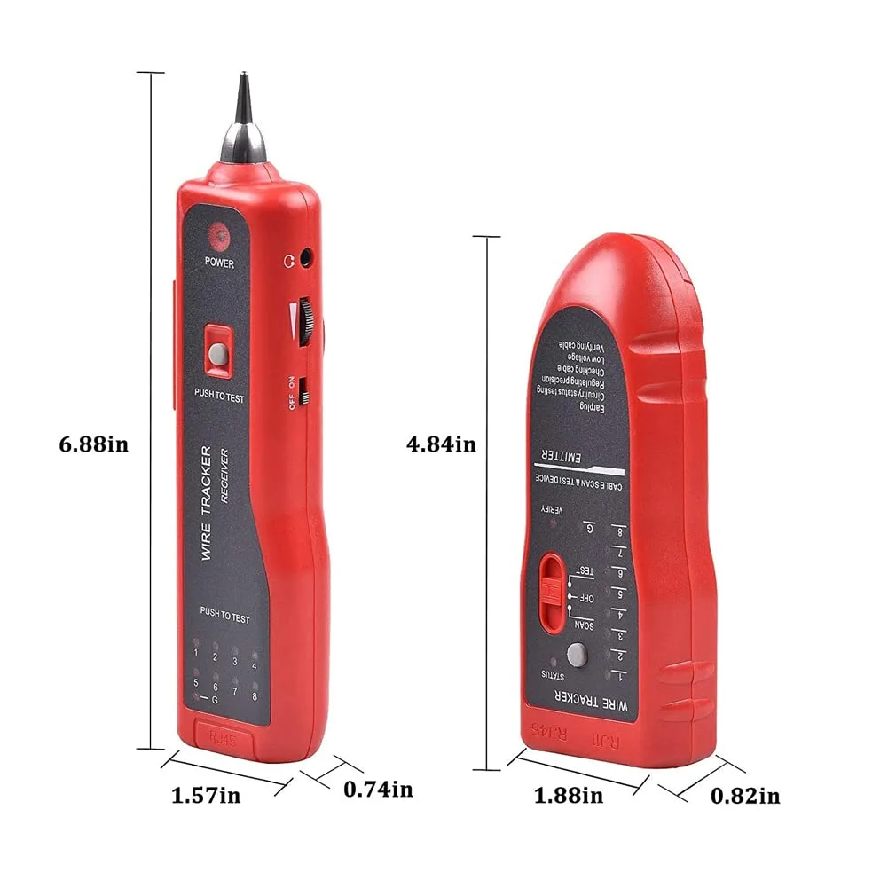 تستر کابل شبکه Ubrand، ردیاب سیم چند منظوره RJ45 RJ11 و تستر مدار با گوشی برای مرتب سازی کابل، تست شبکه و خط تلفن، قرمز