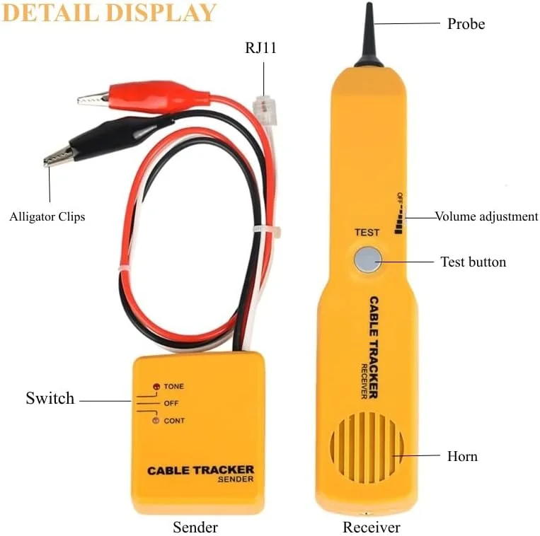 ردیاب سیم TUTOOLS، ردیاب پروب تولید کننده آهنگ کابل، ردیاب چند منظوره ضد تداخل با فرستنده صوتی و کیت پروب پلاگین RJ11، تستر تداوم کابل شبکه ردیاب سیم TUTOOLS، ردیاب پروب تولید کننده آهنگ کابل، ردیاب چند منظوره ضد تداخل با فرستنده صوتی و کیت پروب پلاگین RJ11، تستر تداوم کابل شبکه