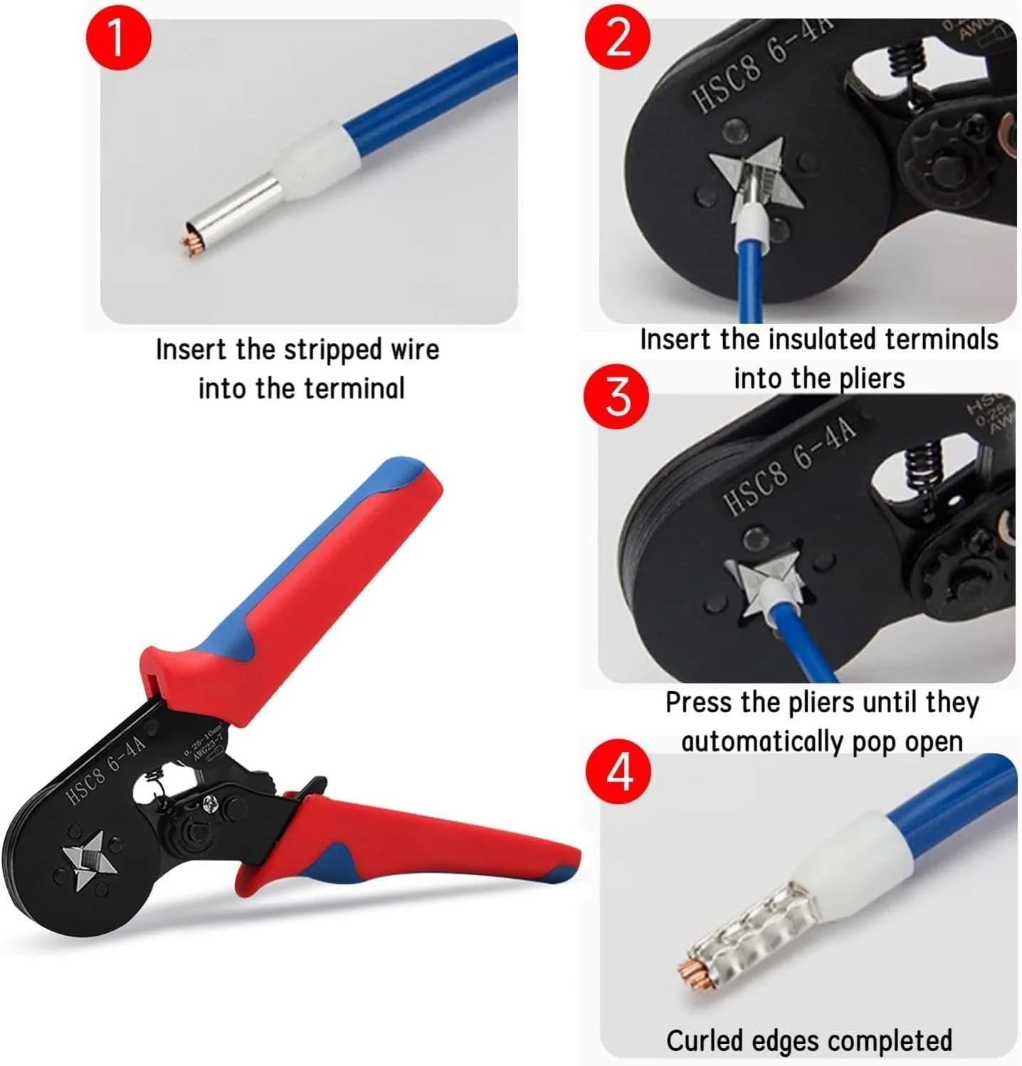 مجموعه ابزار پرس سرسیم، ابزار پرس سیم 0.25-10 میلی‌متر مربع با جغجغه خود تنظیم شونده، سیم لخت کن و 1200 کانکتور ترمینال ابزار حرفه ای برق