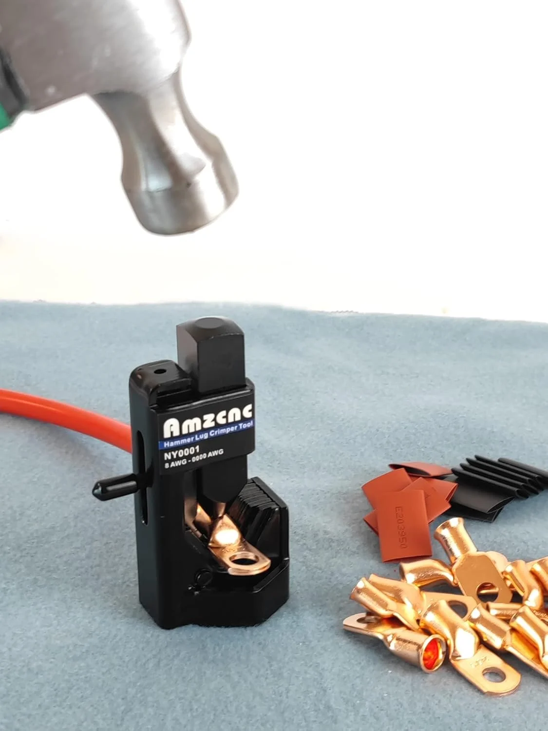 ابزار پرس کابل چکش خور AMZCNC - مناسب برای کابل های باتری و جوشکاری (سایز 8 تا 4/0)