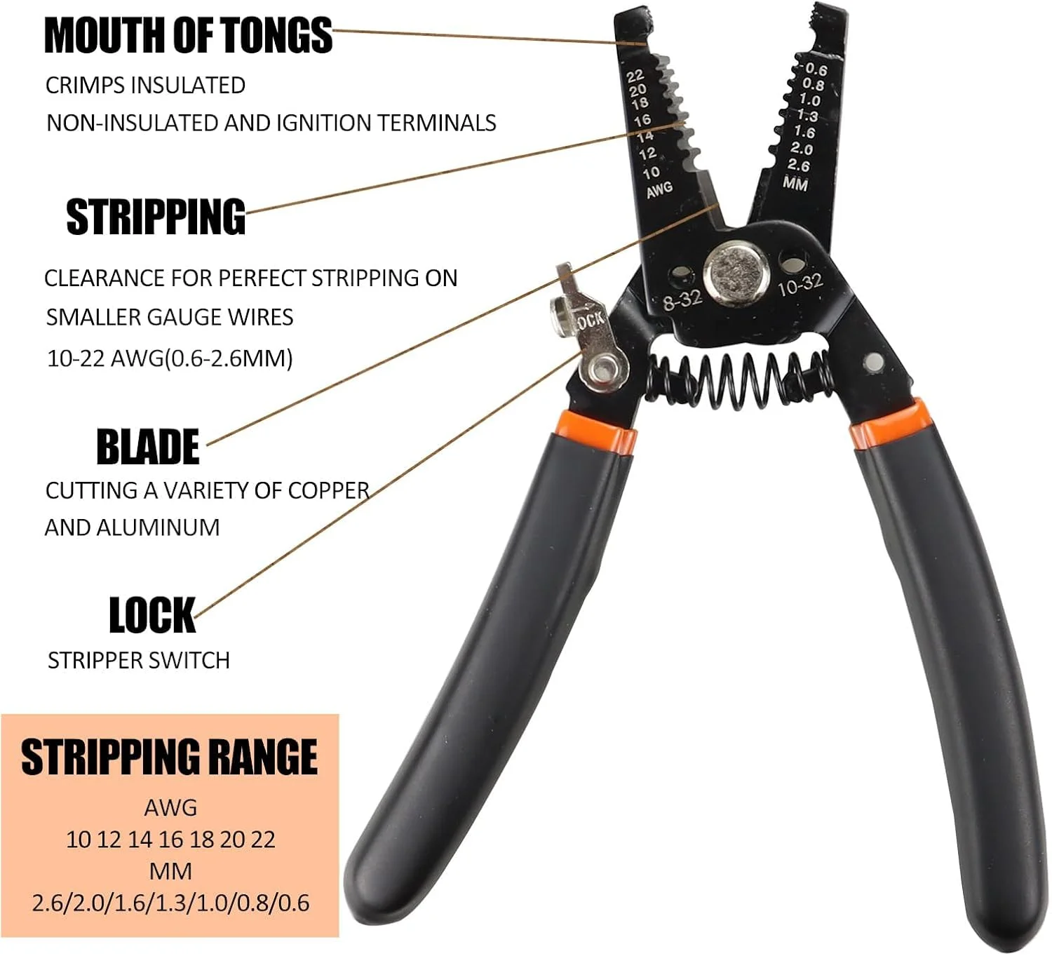 مجموعه ابزار پرس سیم آزونی 7 عددی، انبر پرس سیم جغجغه ای برای اتصالات حرارتی با سیم لخت کن اتوماتیک، فک تعویض سریع برای ترمینال های حرارتی، بشکه باز، کانکتور خورشیدی
