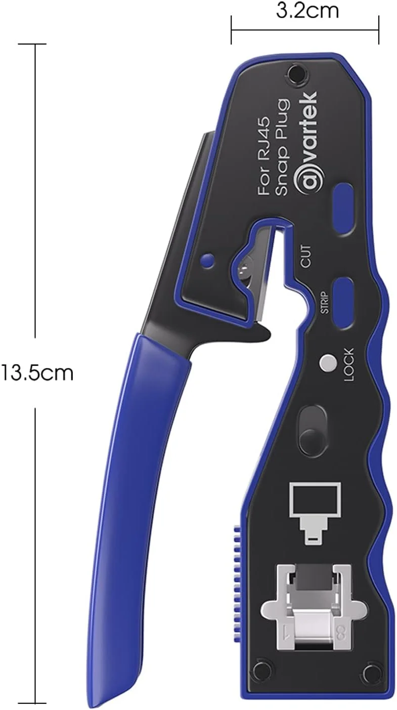 ابزار پرس RJ45 AVARTEK برای کانکتورهای CAT6a CAT6 CAT5e CAT5، ابزار حرفه ای پرس سیم شبکه اترنت