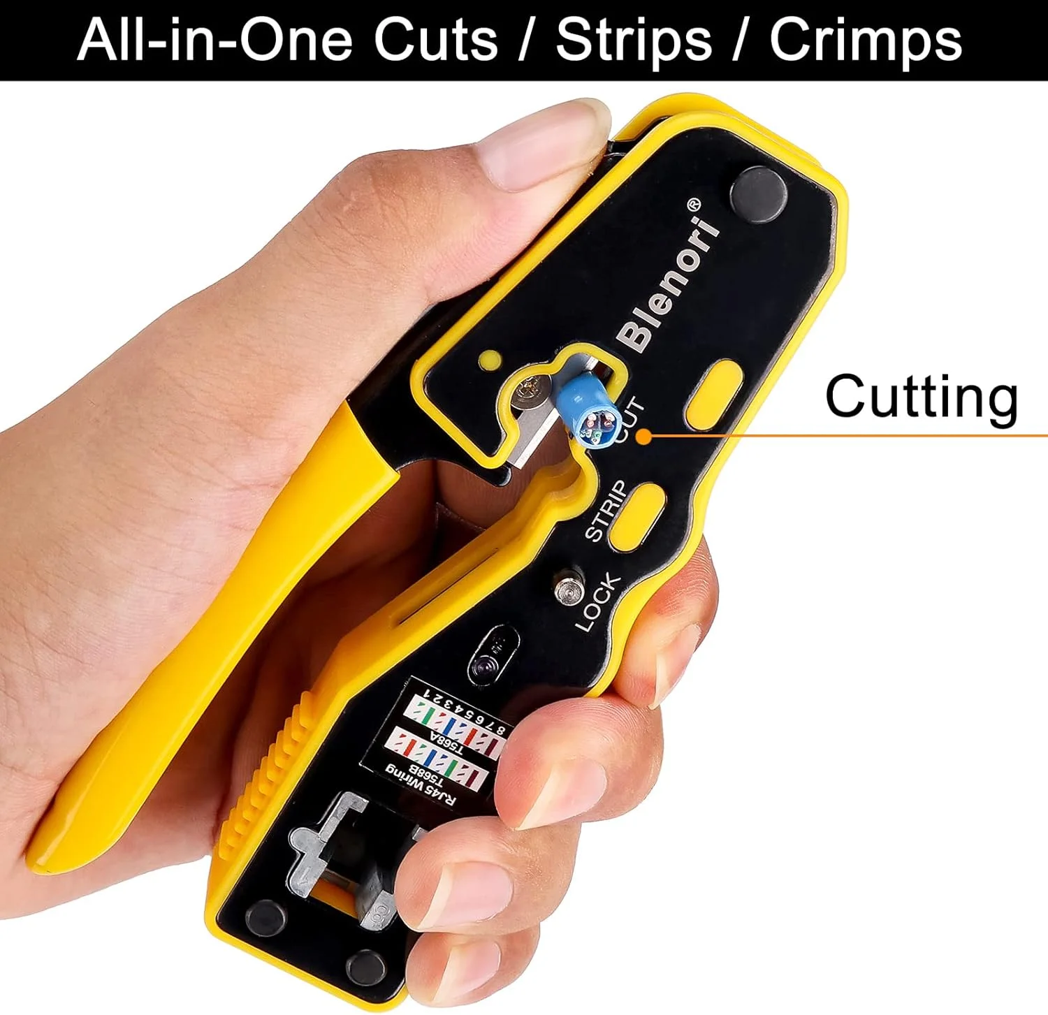 ابزار پرس RJ45 Blenori - کیت ابزار پرس RJ45 با تستر کابل شبکه، ابزار پرس RJ45 برای کانکتورهای CAT6 Cat5e Cat5
