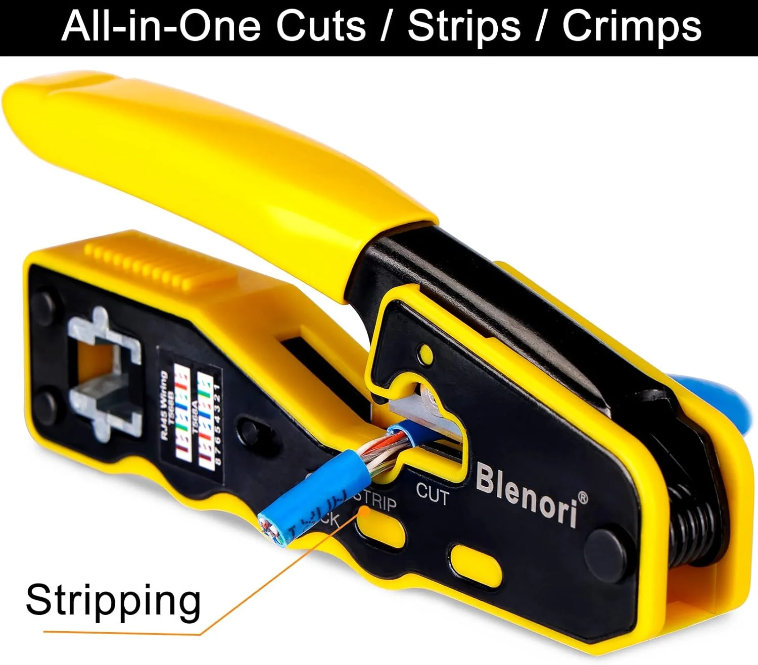 ابزار پرس RJ45 Blenori - کیت ابزار پرس RJ45 با تستر کابل شبکه، ابزار پرس RJ45 برای کانکتورهای CAT6 Cat5e Cat5