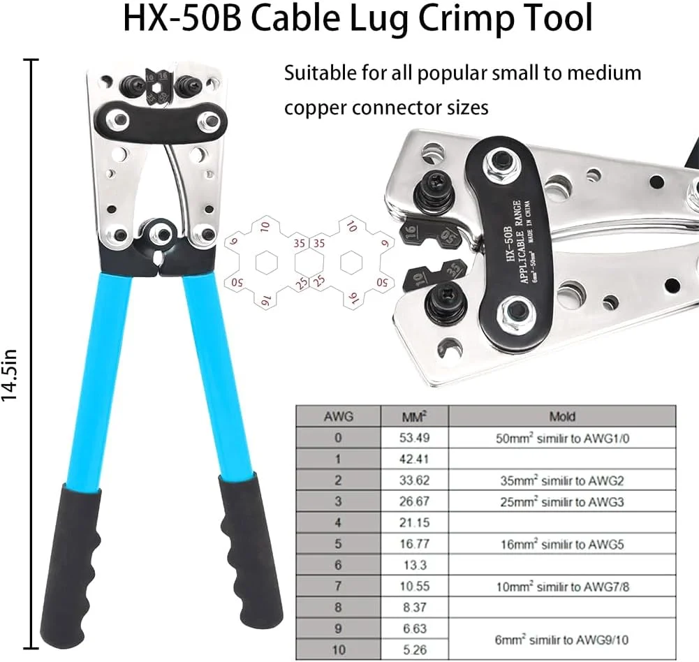 ابزار پرس سرکابل باتری BYKVORL، ابزار پرس سیم، پرس سنگین برای سرکابل های سیم، AWG 10-1/0 برای سرکابل های سنگین، ترمینال باتری، ترمینال های سرکابل مسی ابزار پرس سرکابل باتری BYKVORL، ابزار پرس سیم، پرس سنگین برای سرکابل های سیم، AWG 10-1/0 برای سرکابل های سنگین، ترمینال باتری، ترمینال های سرکابل مسی