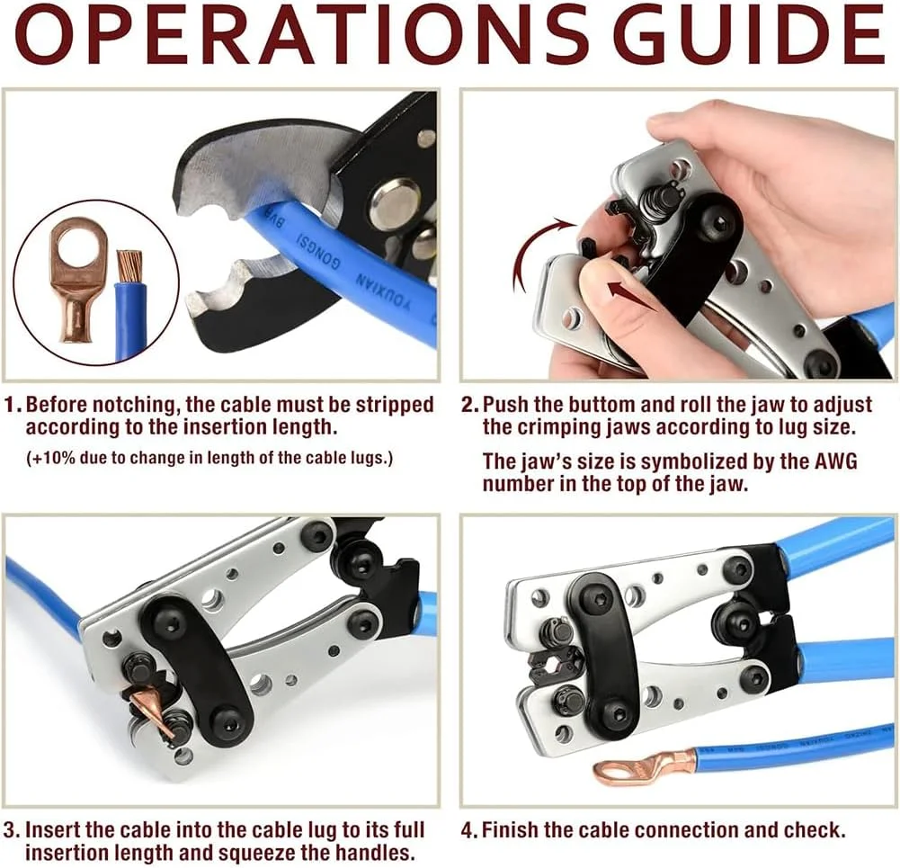 ابزار پرس سرکابل باتری BYKVORL، ابزار پرس سیم، پرس سنگین برای سرکابل های سیم، AWG 10-1/0 برای سرکابل های سنگین، ترمینال باتری، ترمینال های سرکابل مسی ابزار پرس سرکابل باتری BYKVORL، ابزار پرس سیم، پرس سنگین برای سرکابل های سیم، AWG 10-1/0 برای سرکابل های سنگین، ترمینال باتری، ترمینال های سرکابل مسی