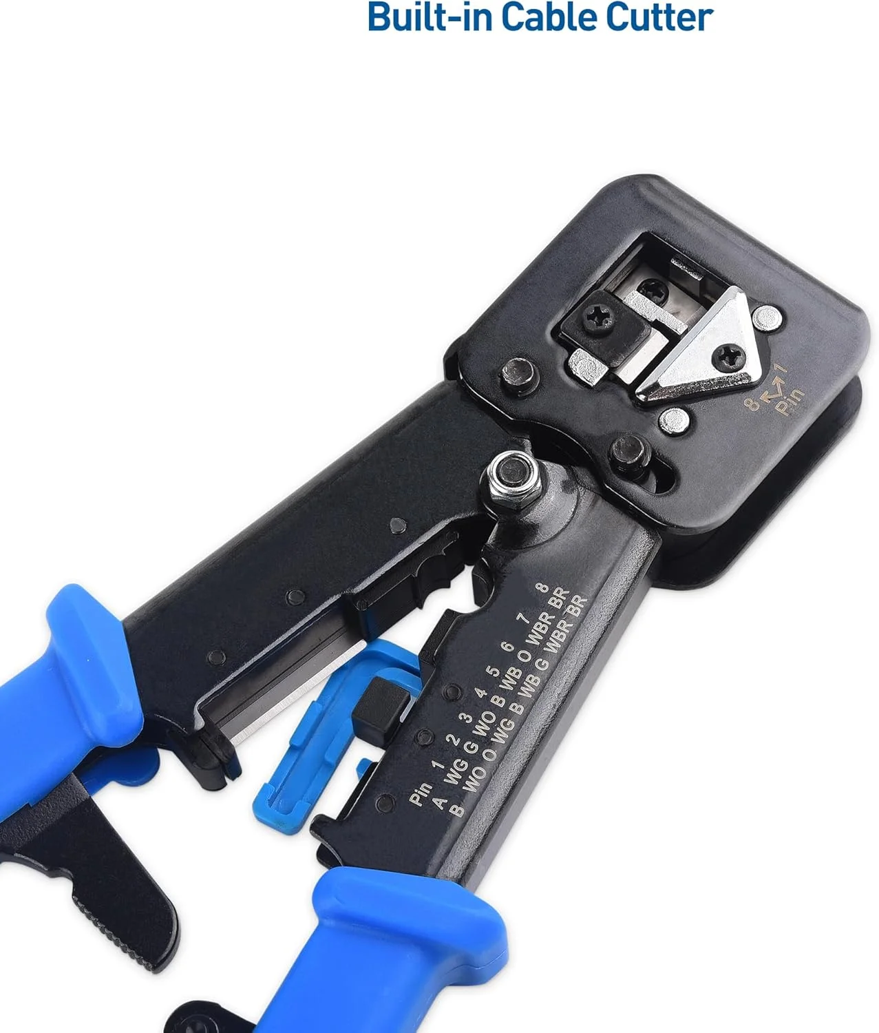 ابزار پرس RJ45 ماژولار Cable Matters برای کانکتورهای عبوری (پرس اترنت عبوری) با سیم چین و استریپر داخلی - شامل 10 عدد کانکتور Cat6 RJ45 عبوری